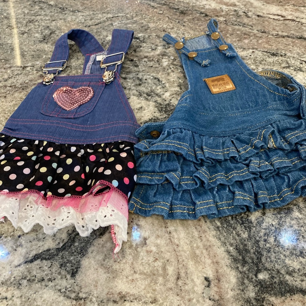 Denim Ruffle Overalls for small dogs
